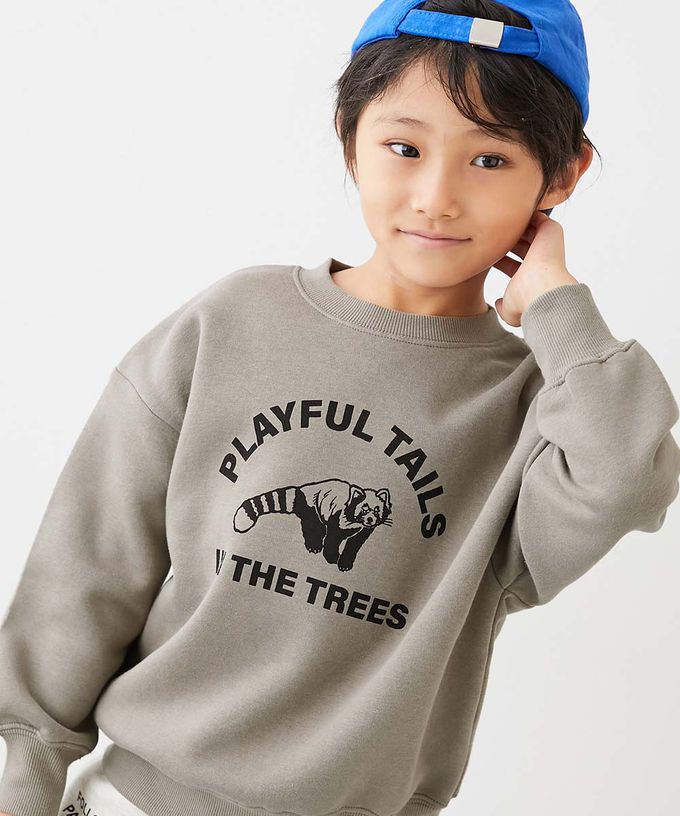 日本 devirock - 裏起毛動物印花大學T-飛越獵豹-濃綠