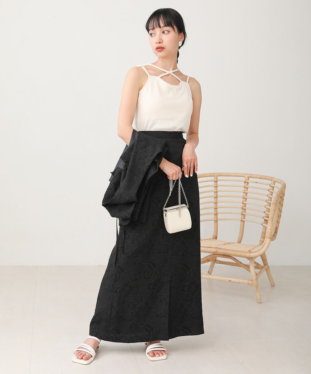 日本 Bab - 2WAY羅紋彈性內搭(附bra)-黑