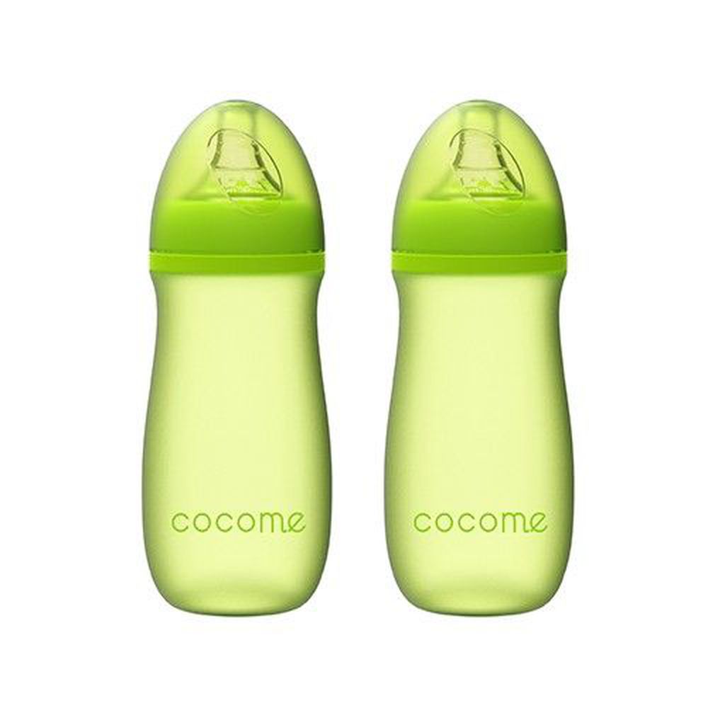 cocome 可可萌 - 防爆感溫晶鑽寬口玻璃奶瓶-2 入實用組-綠色 (L [6個月起]x2)-260mLx2