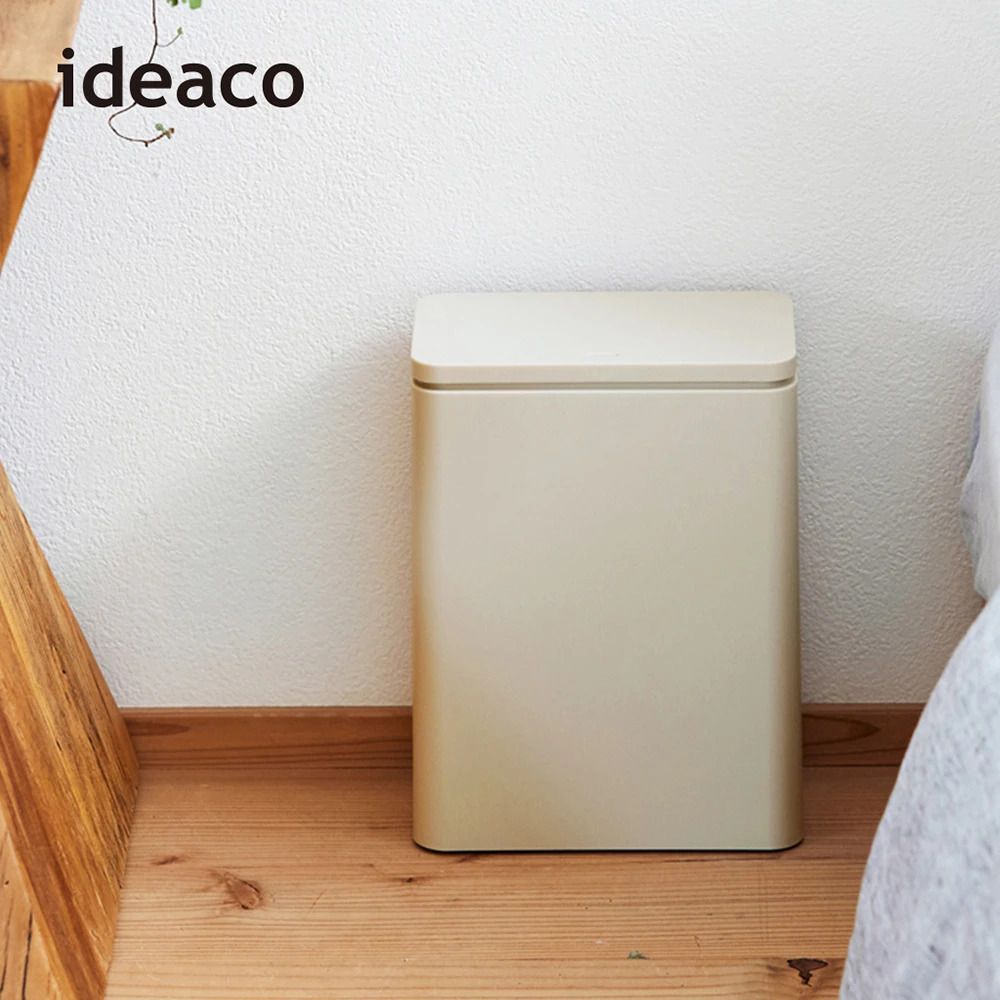日本ideaco - 防臭按壓式桌邊/落地垃圾桶-灰-3L