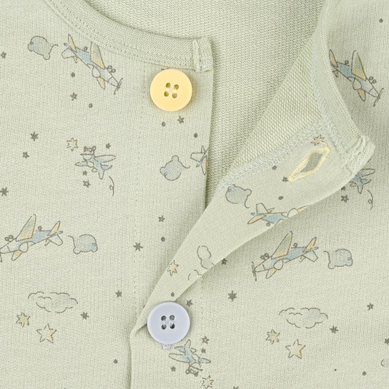 akachan honpo - 長袖家居服 穿衣練習-飛機-淺綠色