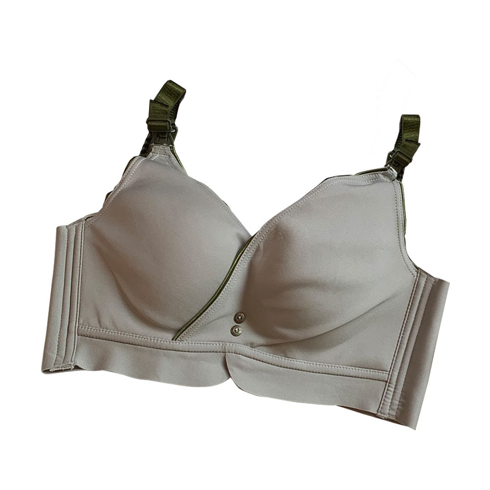 簡約交叉款無痕 上開扣哺乳內衣 透氣罩杯-綠色