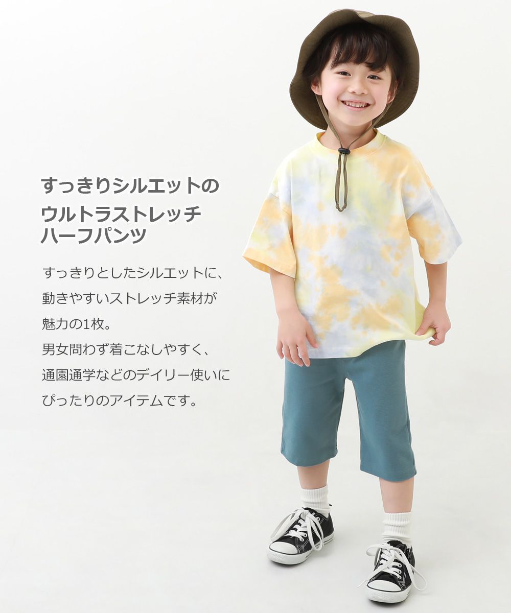 日本 devirock - [熱銷定番] 純棉超彈力寬版五分褲-湖水藍