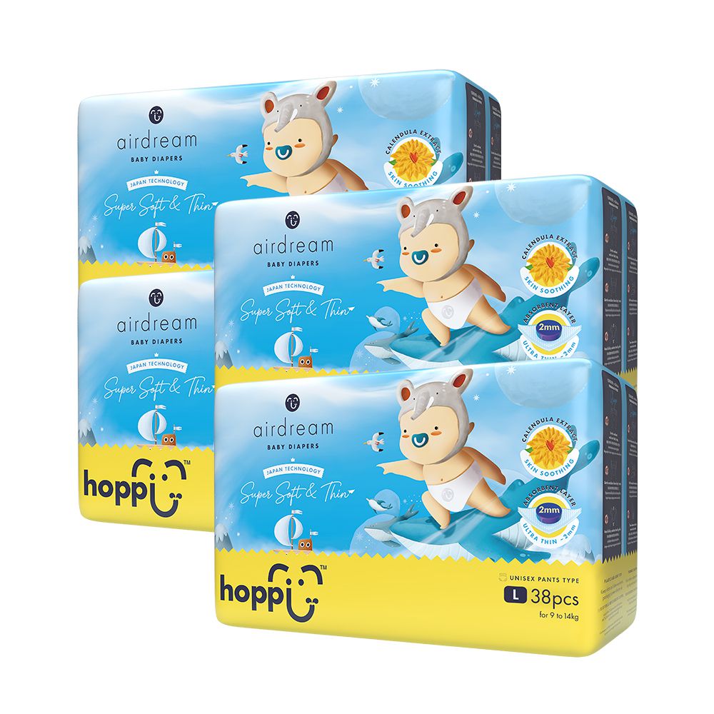 airdream 輕薄系列嬰兒尿布－褲型(L)－38片－4袋