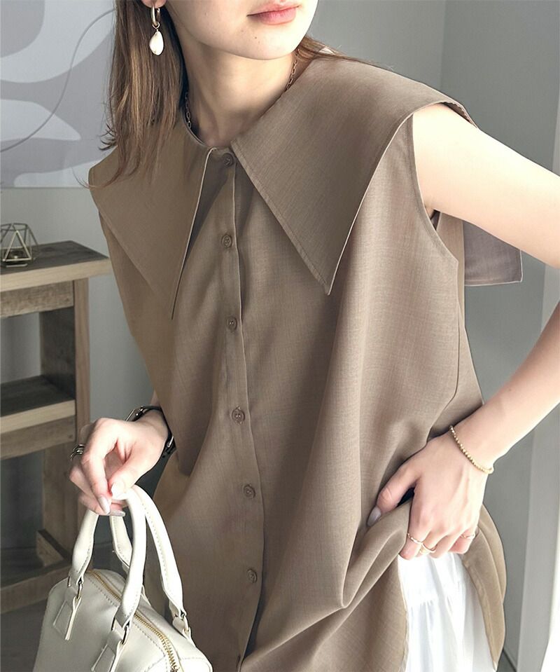 日本 Classical Elf - 優雅歌德領無袖襯衫-天使白