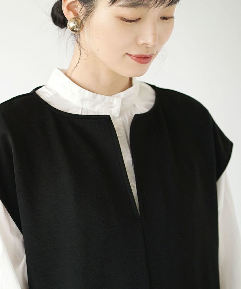 日本 zootie - 柔軟舒適V領背心裙/洋裝-知性黑