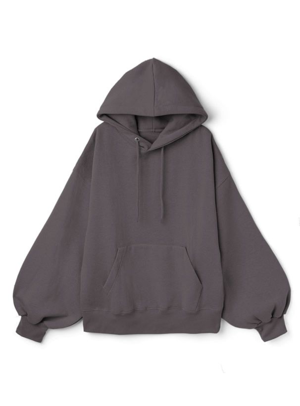 日本 GRL - 休閒舒適刷毛保暖帽T-灰米 (F)