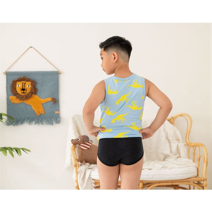 貝柔 Peilou - 天絲棉舒膚平衡童男三角褲-貼布繡-警車-黑