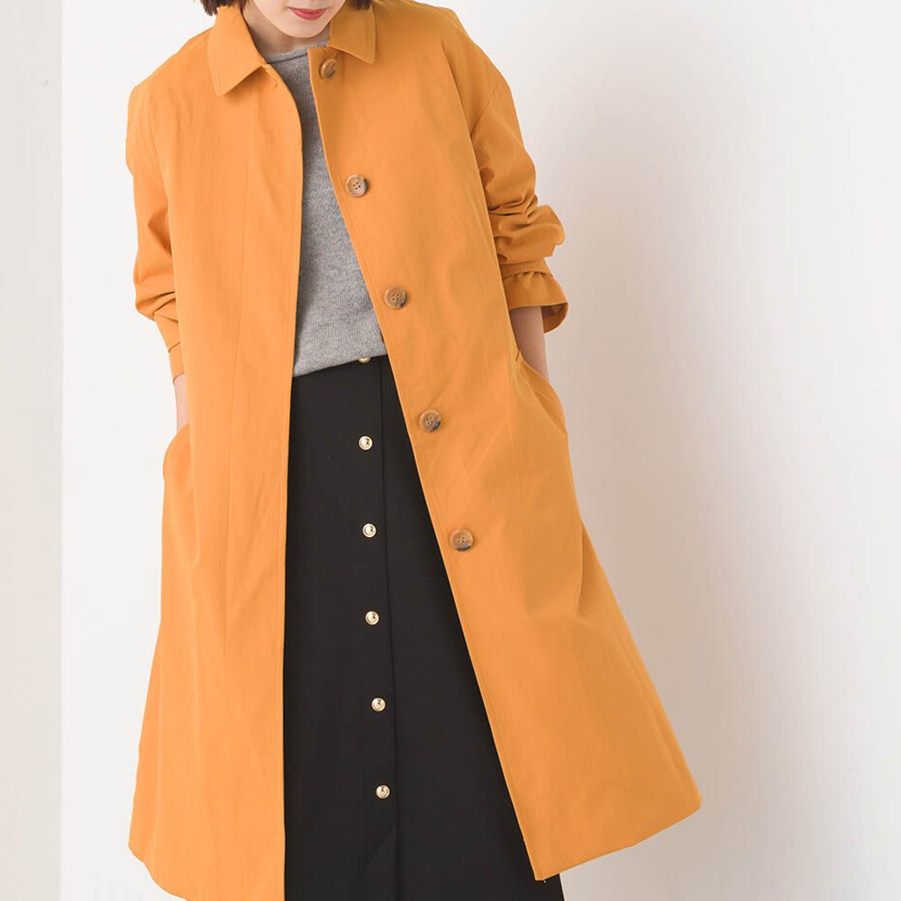 美型簡約英倫風長版大衣/風衣-橘