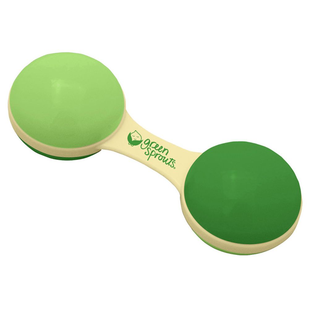 美國 green sprouts 小綠芽 - 植物性製成玩具啞鈴波浪鼓-草綠色 (3M)