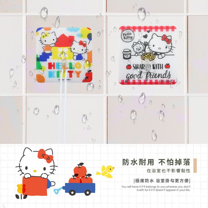 收納王妃 - 三麗鷗Sanrio【點心+積木凱蒂貓】牆壁掛勾 無痕掛鉤 吊掛 四入組6.9X6.9CM