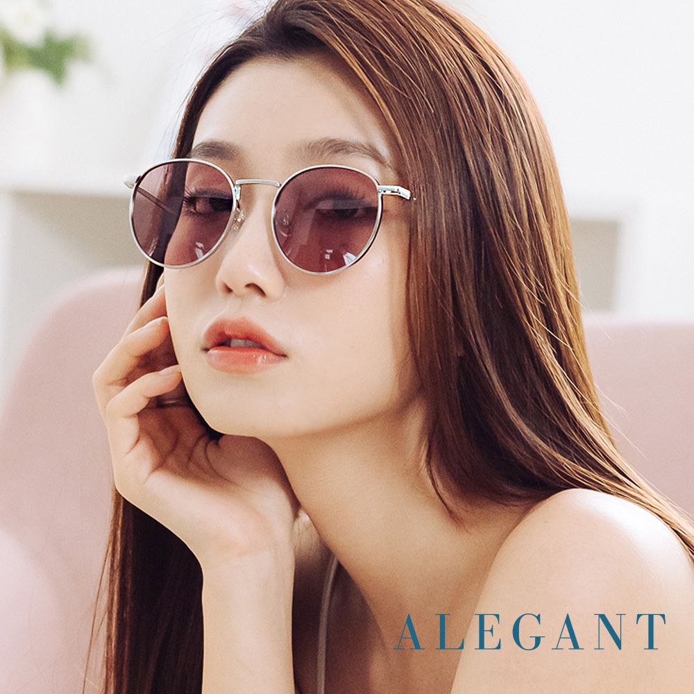 ALEGANT - 質感古著托帕棕銀色圓框偏光墨鏡│UV400太陽眼鏡