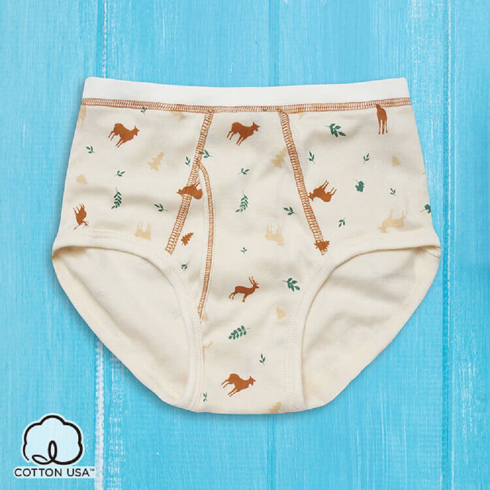 Annypepe - 男童純棉鹿三角褲-米黃 (110-150cm)