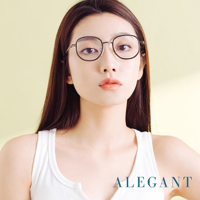 ALEGANT - 義式質感歐碧綠溫莎圈縷空造型圓框UV400濾藍光眼鏡