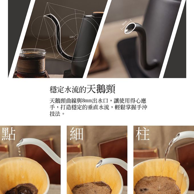 Jway - 職人電子溫控手沖壺-白/黑