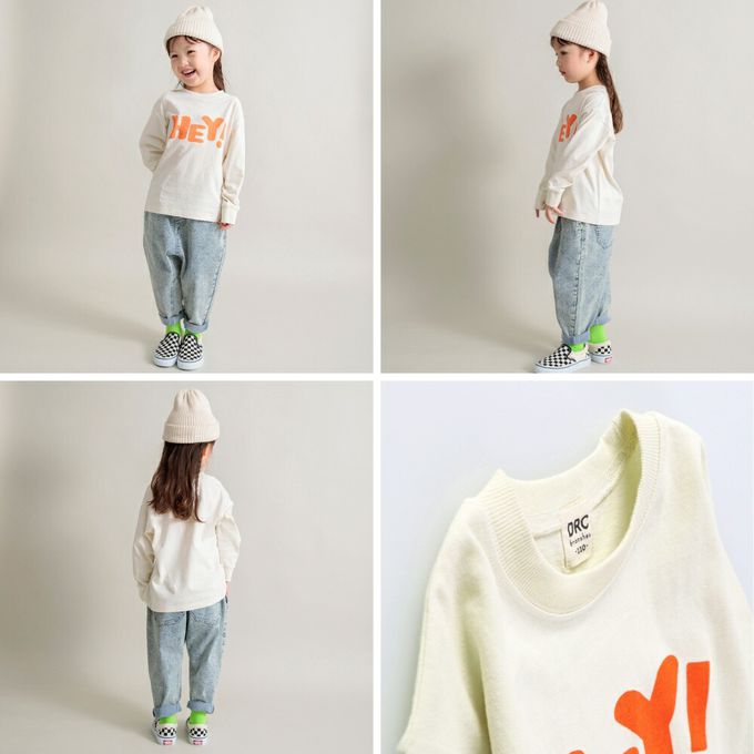 日本 BRANSHES - 純棉簡約英文logo薄長袖上衣-藍色雙行-米白