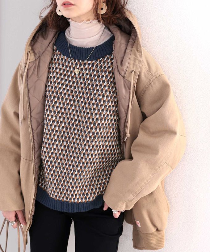 日本 Classical Elf - 復古緹花前後2Way滾邊針織上衣-米棕