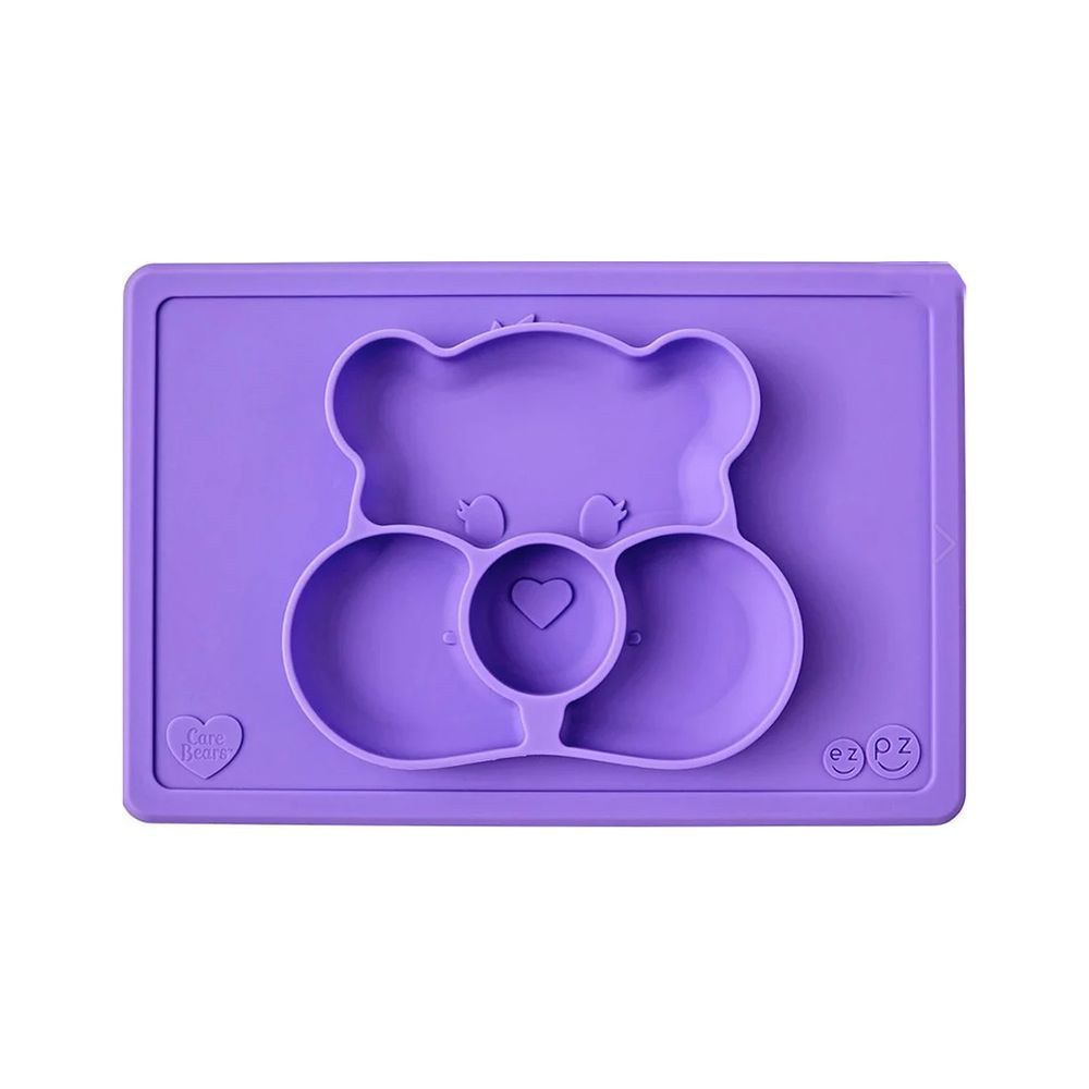 美國 ezpz - Care Bears聯名餐盤-分享熊-餐盤-紫 (30.5cm*20.5cm*2.54cm)-255ml
