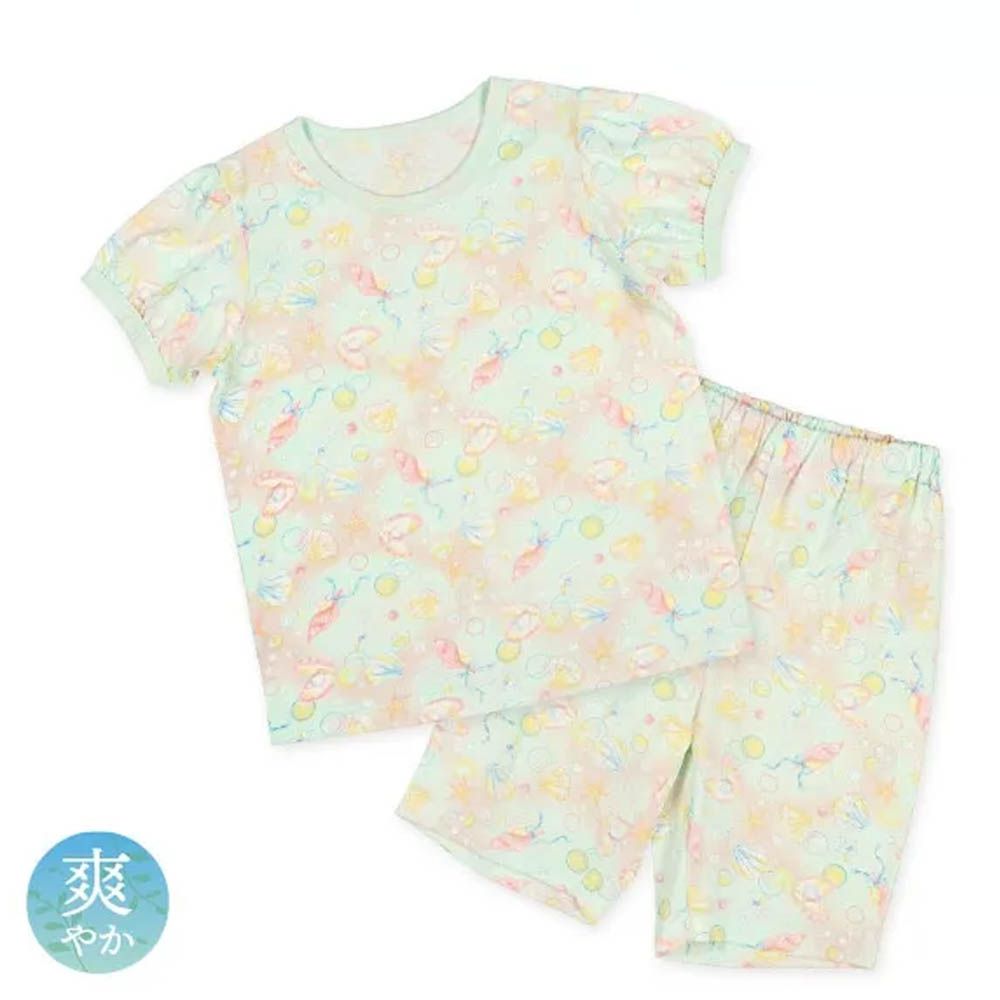透氣 貝殼家居服短袖套裝-海洋漸層