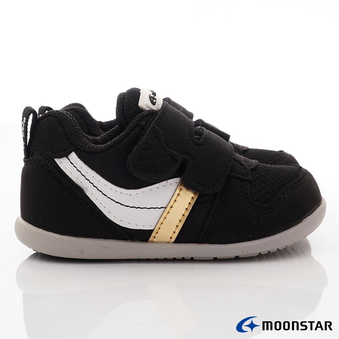 Moonstar日本月星 - HI系列寶寶學步穩健款(寶寶段)-學步鞋-黑金