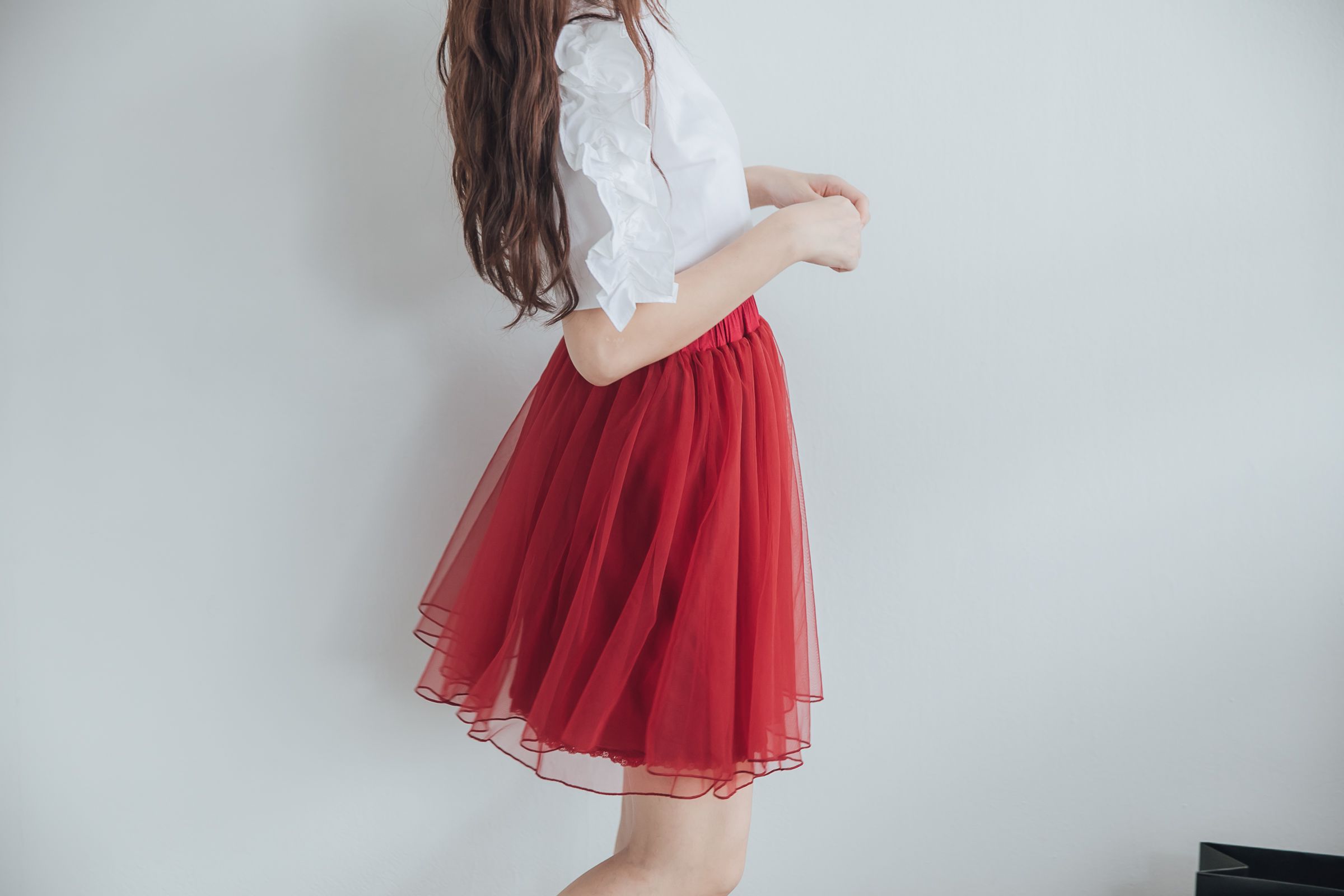 Peachy - 獨家訂製綿柔空氣紗裙-短裙款-性感酒紅 (F)