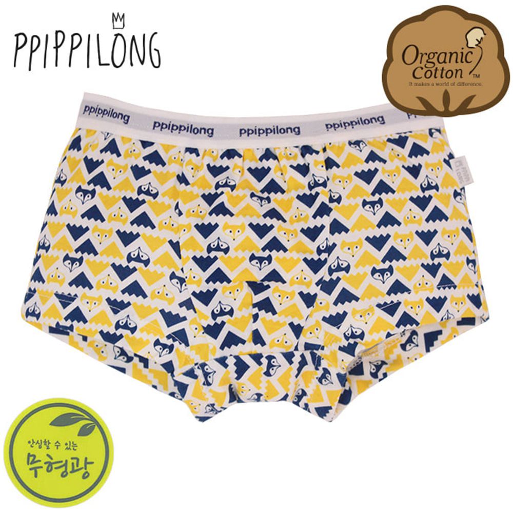 韓國 Ppippilong - 有機棉透氣四角褲(男寶)-幾何狐狸