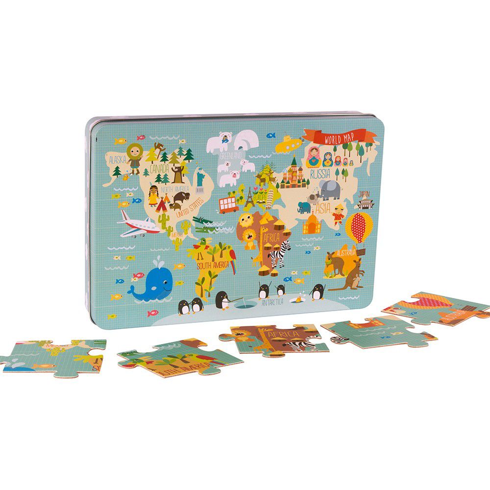 西班牙 APLI - 【獨家降價出清】童趣世界拼圖-24片+收納鐵盒1個