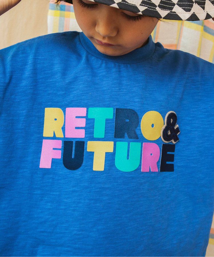 日本 BREEZE - 彩色標語短袖上衣-寶石藍