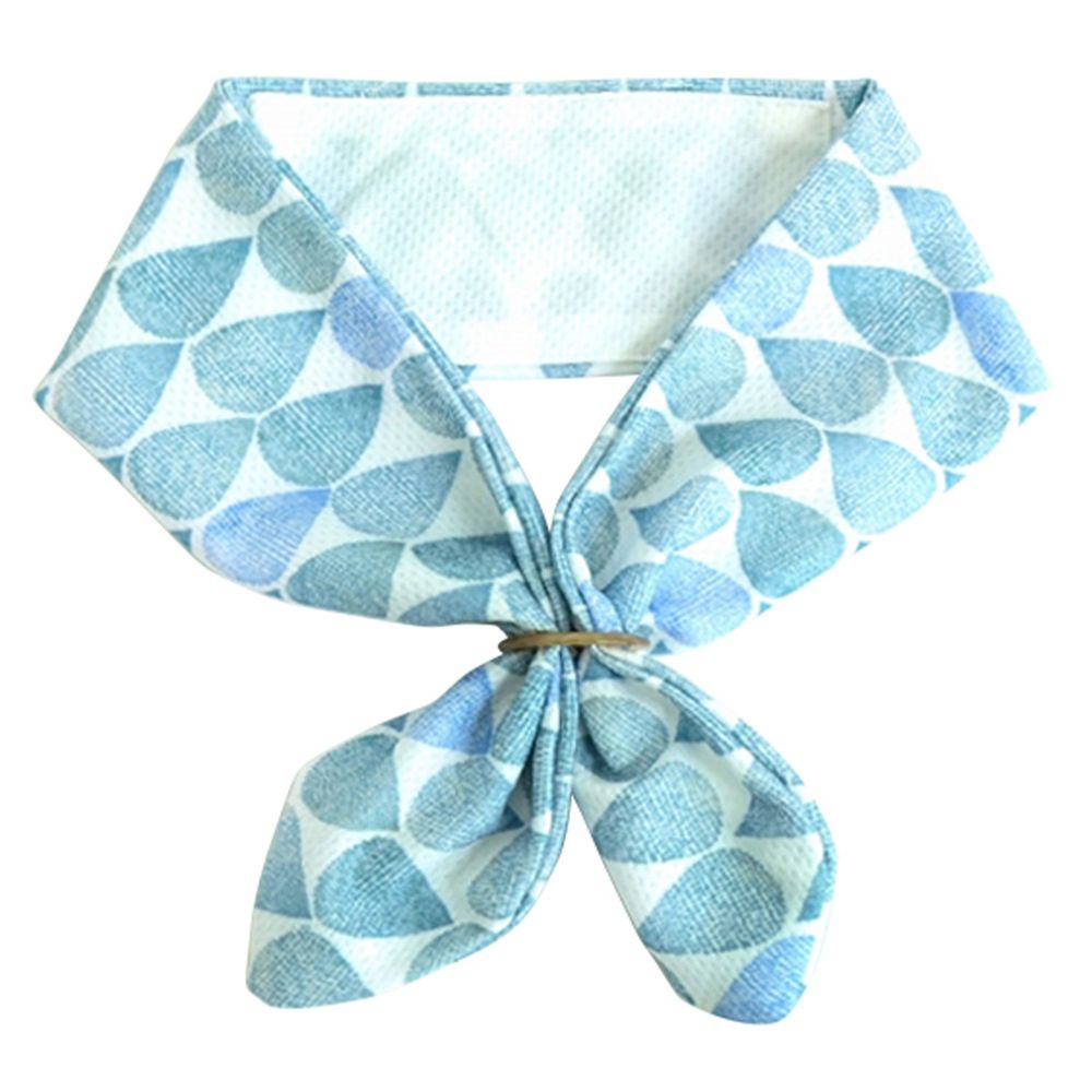 日本 DAIKAI - 抗UV接觸冷感 水涼感領巾(可放保冷劑)-夏日雨點-水藍 (70x8cm)
