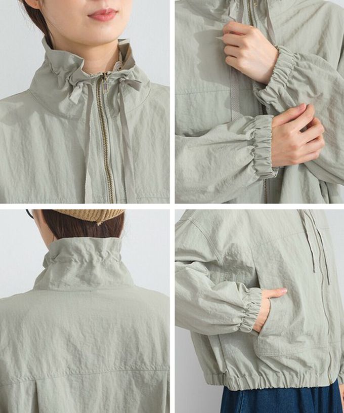 日本 Lupilien - 輕盈俏麗特色領尼龍短版薄外套-黑