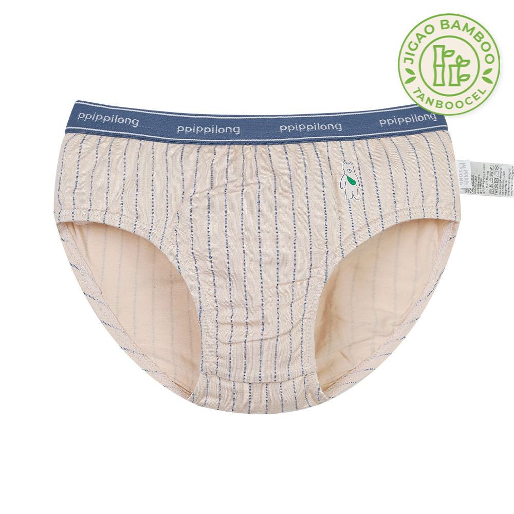 竹纖維抗菌除臭透氣三角褲(男寶)-直紋呆萌熊熊-膚