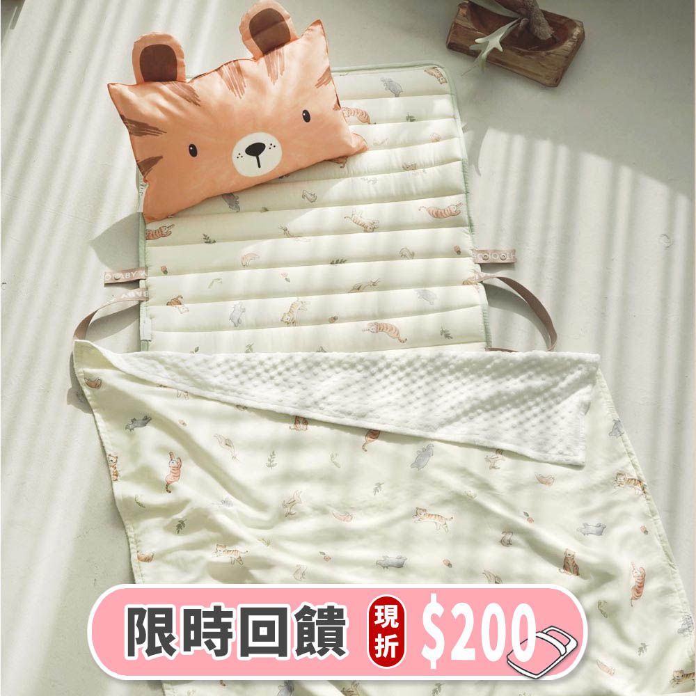 舒柔莫代爾Air mesh透涼兒童睡袋三件組-萌萌老虎