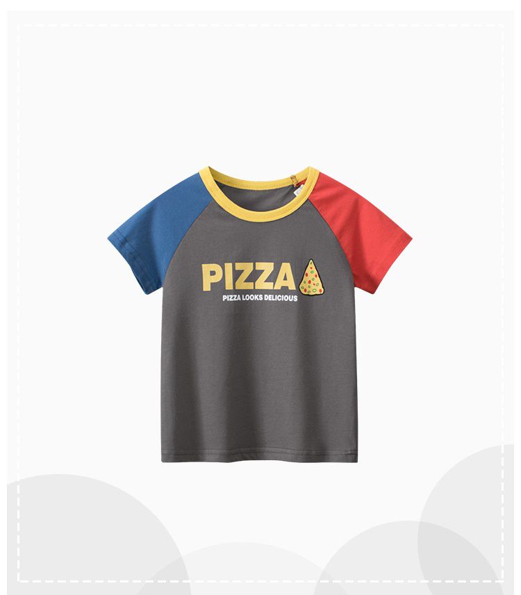 純棉短袖上衣-撞色薯條-白+綠+紅