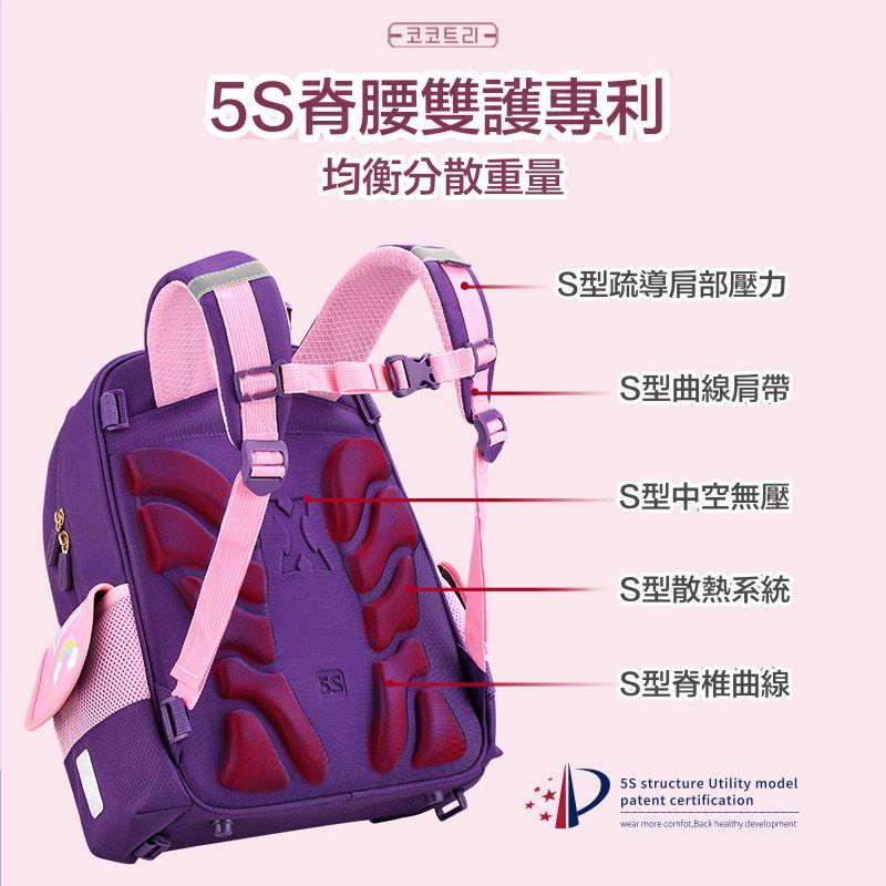 【 韓國 Kocotree 】減壓護脊立體書包｜雙肩更輕盈！