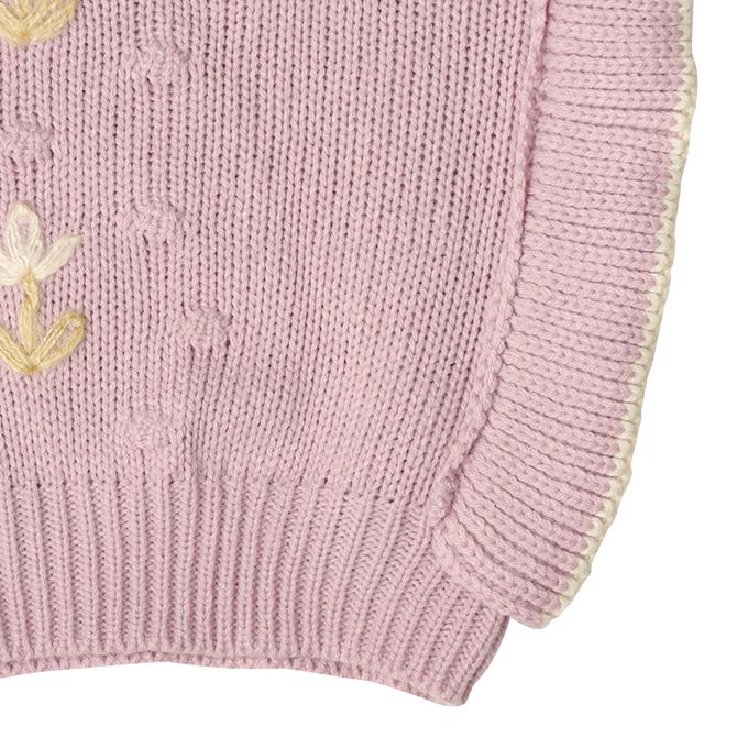 akachan honpo - 針織休閒上衣-荷葉邊-粉紅色