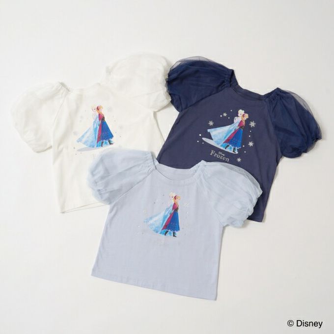 日本 Lycee mine - 閃耀冰雪公主薄紗泡泡袖上衣-水藍