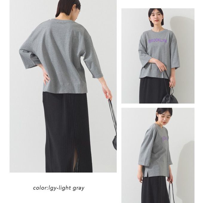 日本 OMNES - 簡約整潔英文標語七分袖上衣-白