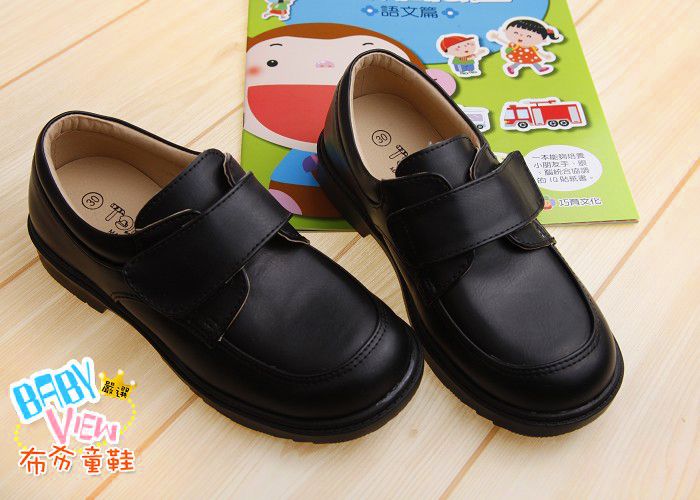 時尚經典款純黑色男童紳士皮鞋