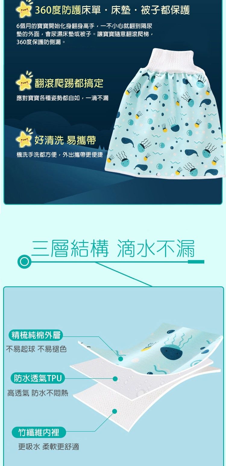 JoyNa - 3入-學習褲 隔尿裙 三層大版型隔尿褲-滿印熊+隨機2入