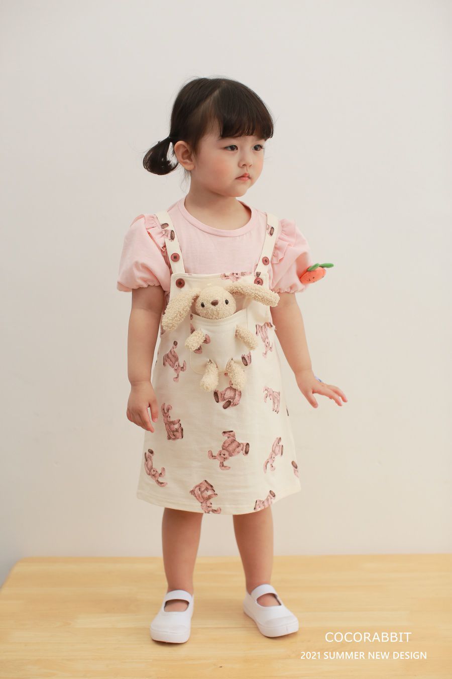 韓國 Coco Rabbit - 兔子娃娃吊帶裙-米白
