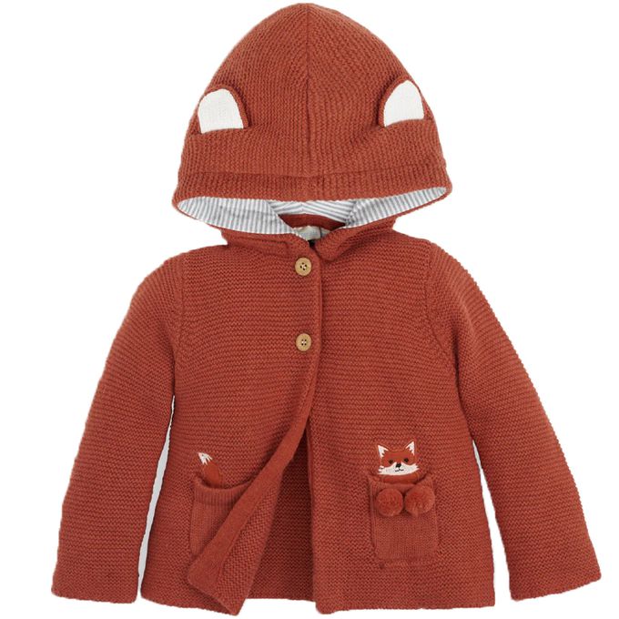 英國 JoJo Maman BeBe - 開襟羊毛衫-可愛小狐狸