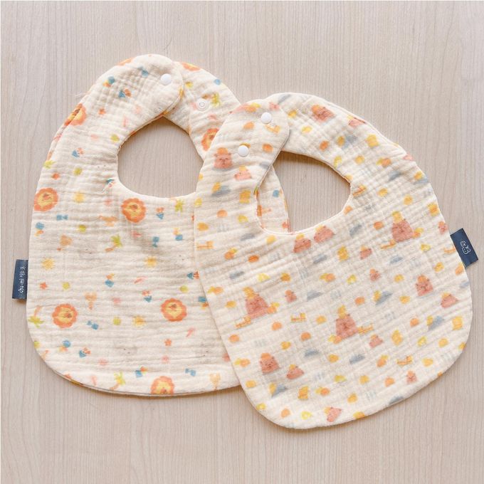 Chi-mi啾米 - 六層紗雙面手繪純棉圍兜3件組 (20.5x26.5CM)