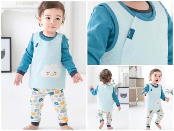 韓國 Cordi-i - 無螢光棉衍縫保暖背心-微笑雲朵