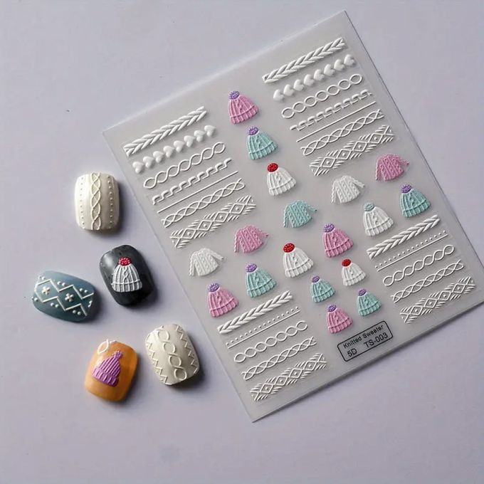 台灣 Cosplus 光妍 - nido mini 立體貼紙-針織毛衣毛帽&編織刺繡條紋(4款可選)