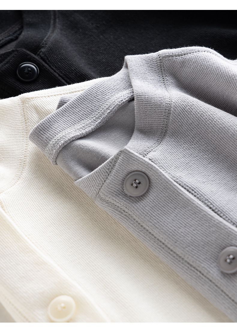 小香風圓領排釦開衫外套-灰色