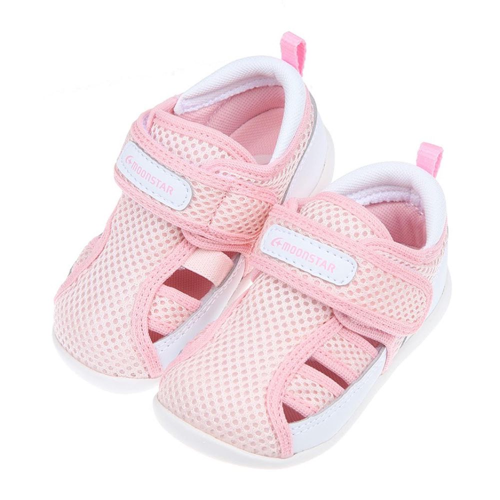 Moonstar日本月星 - 日本好透氣速乾粉紅色寶寶機能學步鞋