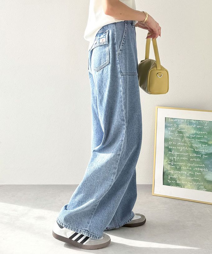 日本 Classical Elf - 圓弧修身廓形大口袋純棉丹寧褲-黑