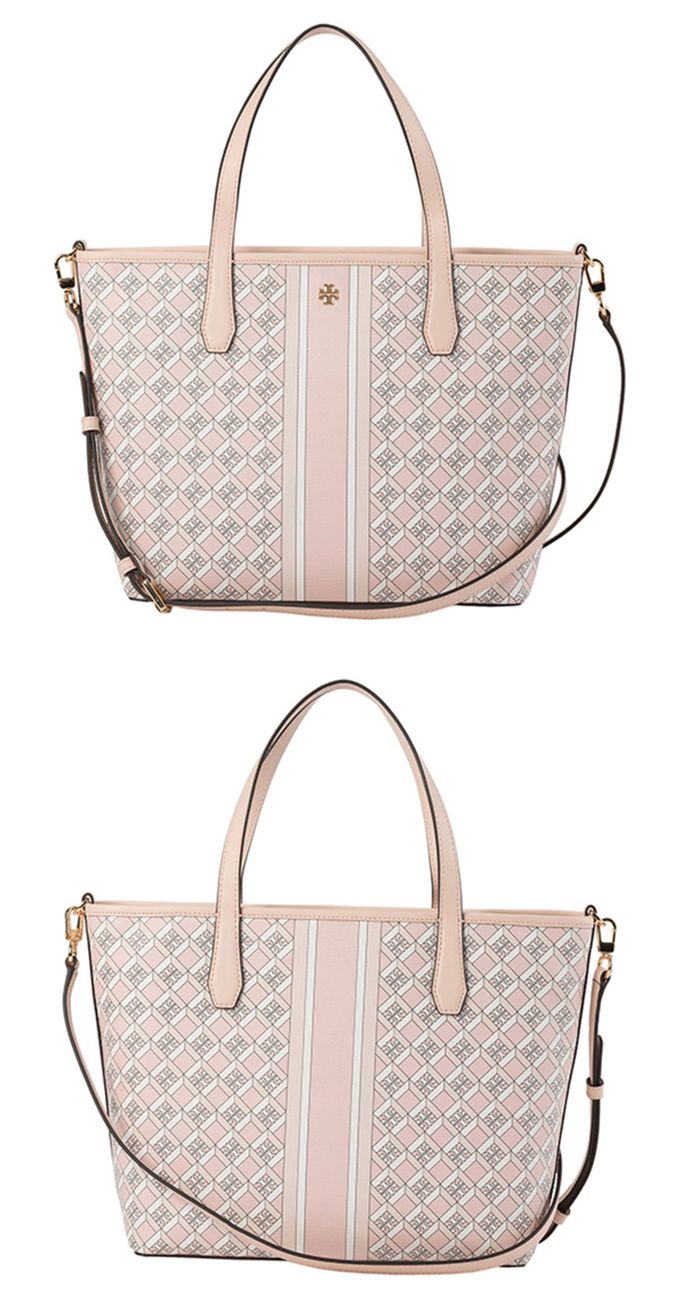 TORY BURCH - 印花皮革托特包 (粉)