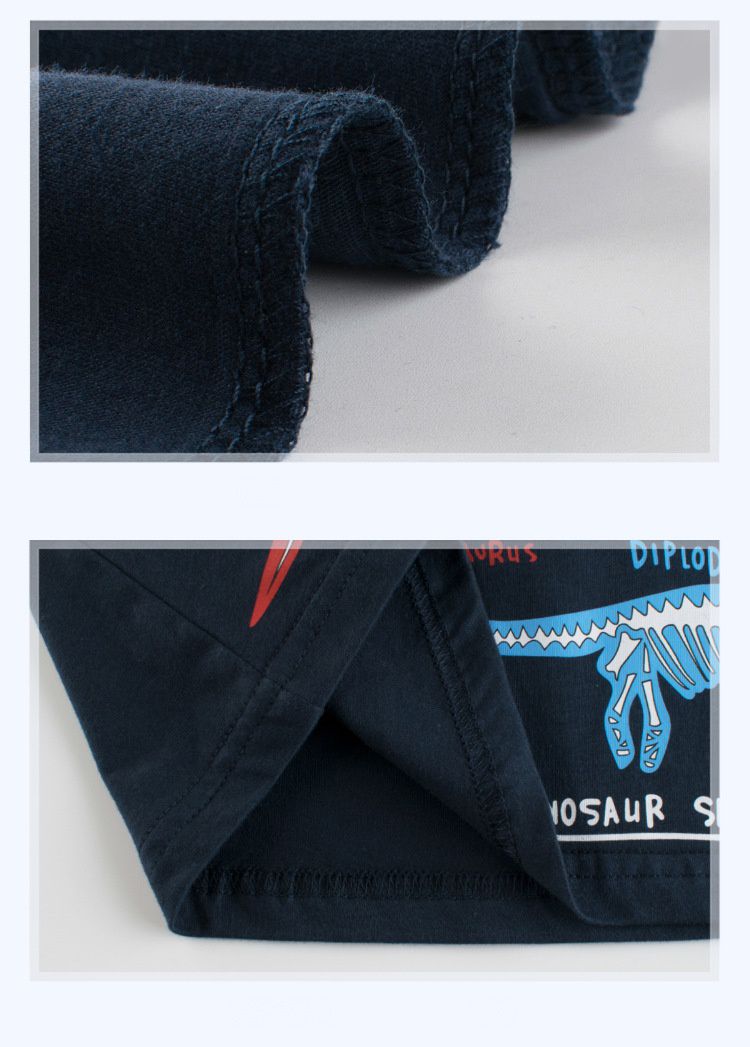 純棉短袖上衣-繽紛恐龍-深藍色