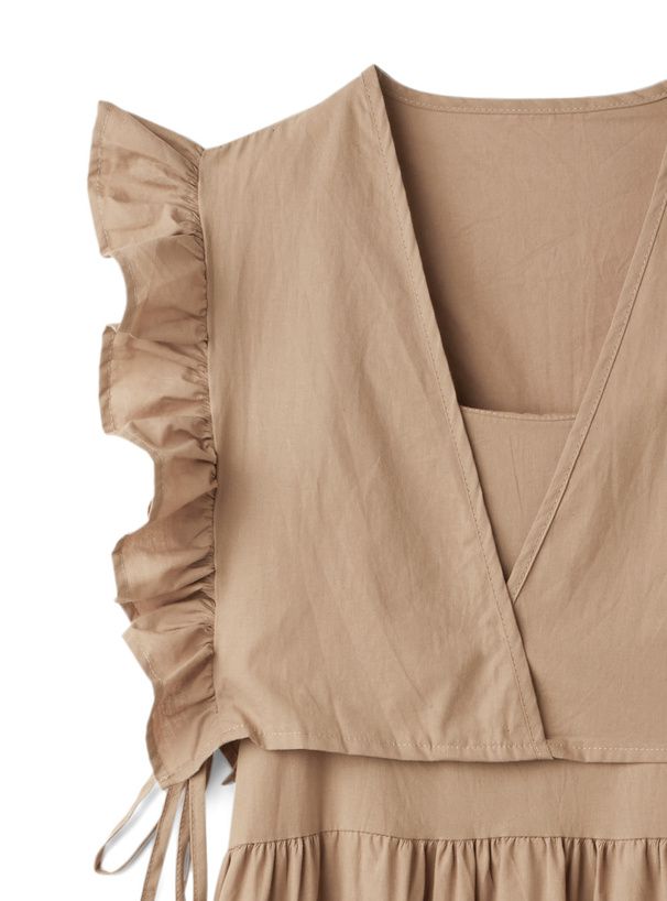 日本 GRL - 文藝感荷葉袖綁帶兩件式洋裝-深看咭 (F)